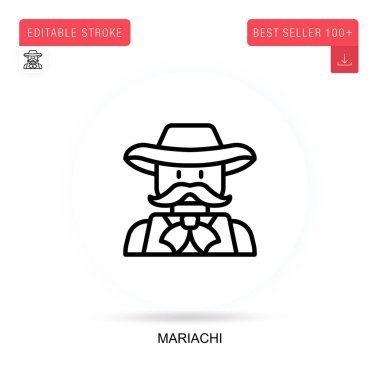 Mariachi düz vektör simgesi. Vektör izole kavram metaforları.