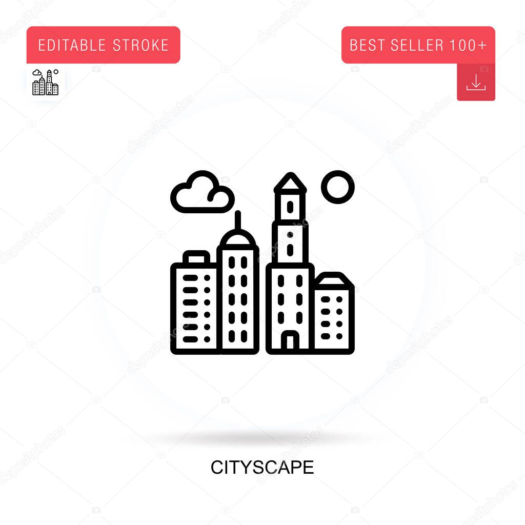 Cityscape flat vector icon. Vector isolated concept metaphor illustrations.