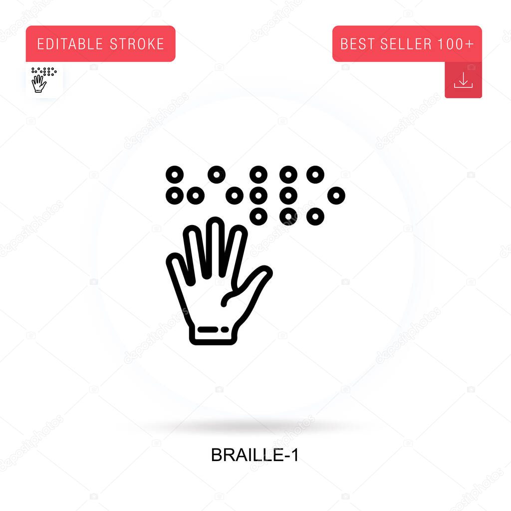 Braille-1 flat vector icon. Vector isolated concept metaphor illustrations.