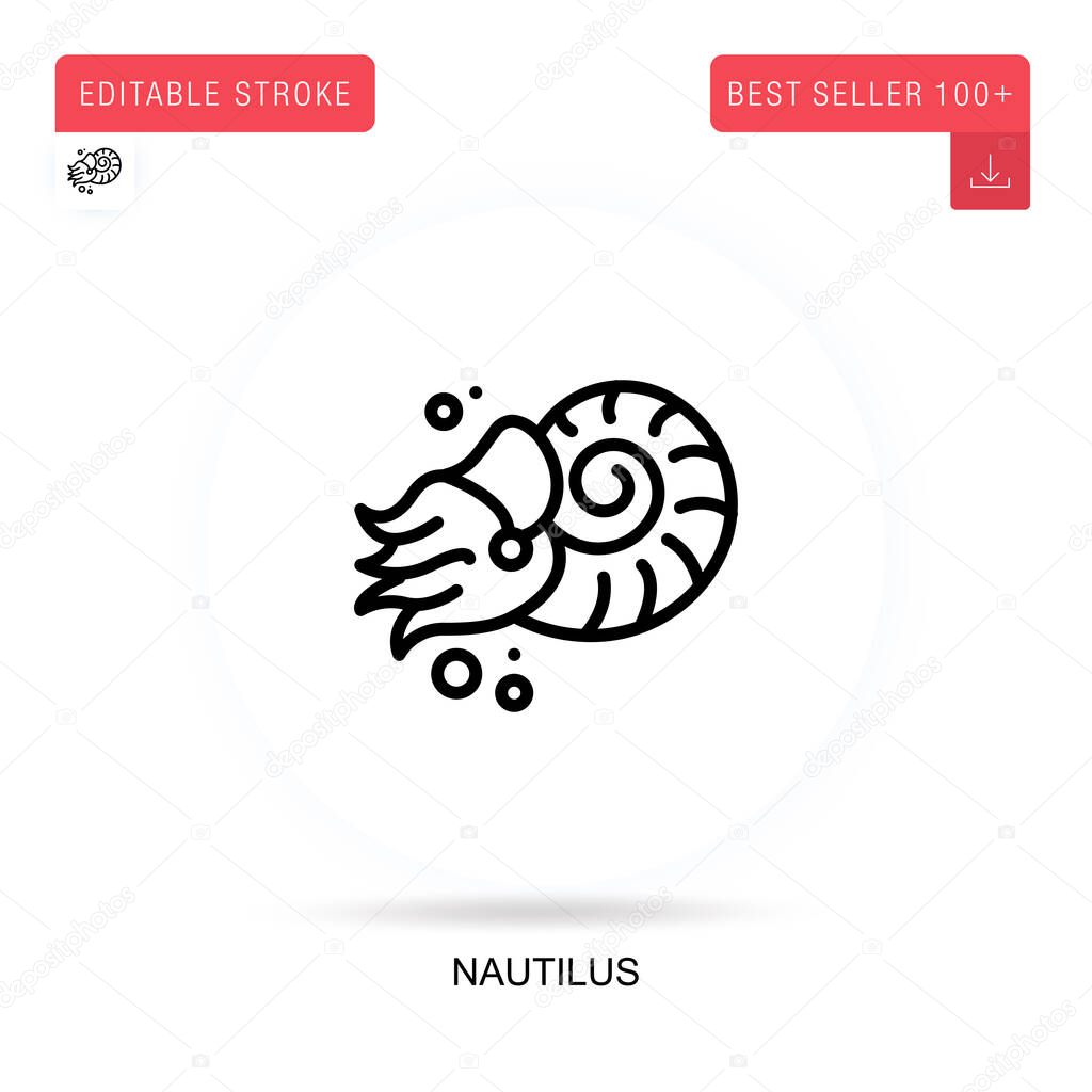 Nautilus flat vector icon. Vector isolated concept metaphor illustrations.