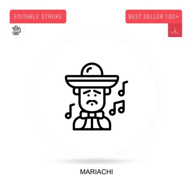 Mariachi düz vektör simgesi. Vektör izole kavram metaforları.