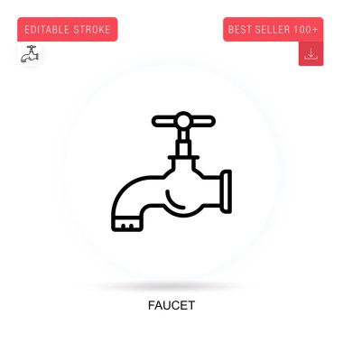 Musluk yassı vektör simgesi. Vektör izole kavram metaforları.