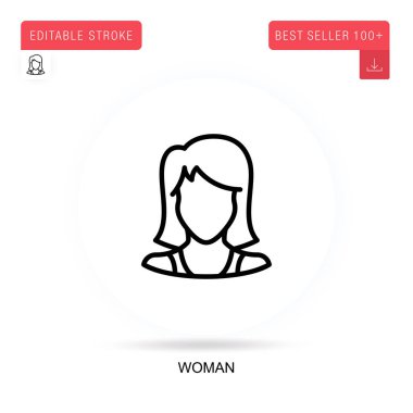 Kadın düz vektör ikonu. Vektör izole kavram metaforları.
