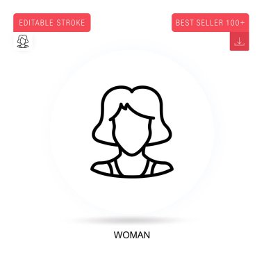 Kadın düz vektör ikonu. Vektör izole kavram metaforları.