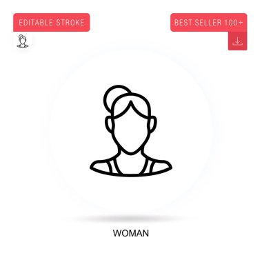 Kadın düz vektör ikonu. Vektör izole kavram metaforları.