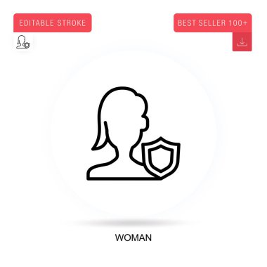 Kadın düz vektör ikonu. Vektör izole kavram metaforları.
