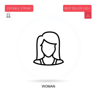 Kadın düz vektör ikonu. Vektör izole kavram metaforları.