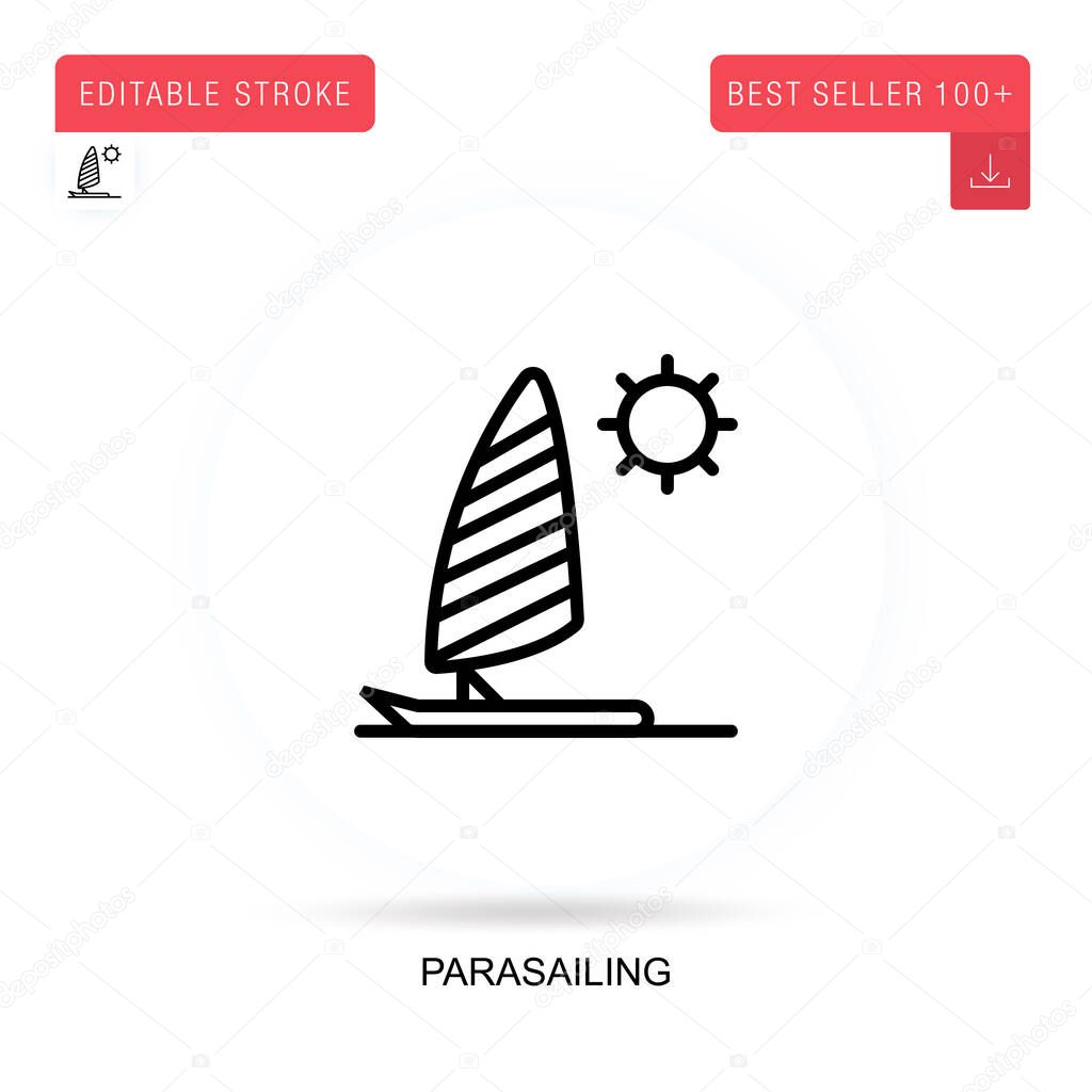 Parasailing flat vector icon. Vector isolated concept metaphor illustrations.
