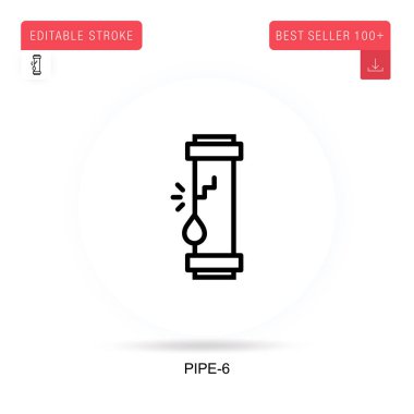Boru-6 düz vektör simgesi. Vektör izole kavram metaforları.