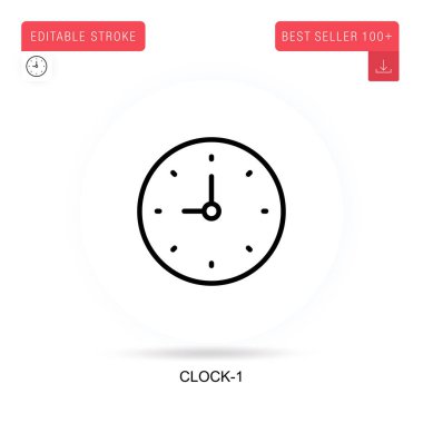 Saat-1 düz vektör simgesi. Vektör izole kavram metaforları.