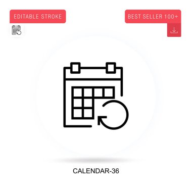 Calendar-36 flat vector icon. Vector isolated concept metaphor illustrations. clipart