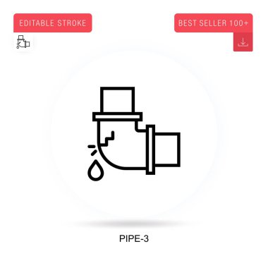 Boru-3 düz vektör simgesi. Vektör izole kavram metaforları.