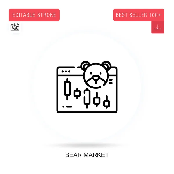 Bärenmarkt Flache Vektor Ikone Vektor Isolierte Konzeptmetapher Illustrationen — Stockvektor