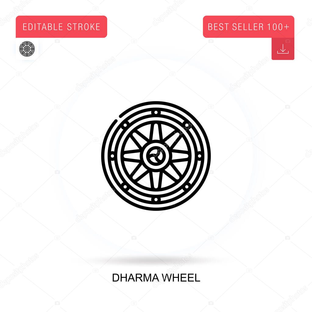 Dharma wheel flat vector icon. Vector isolated concept metaphor illustrations.