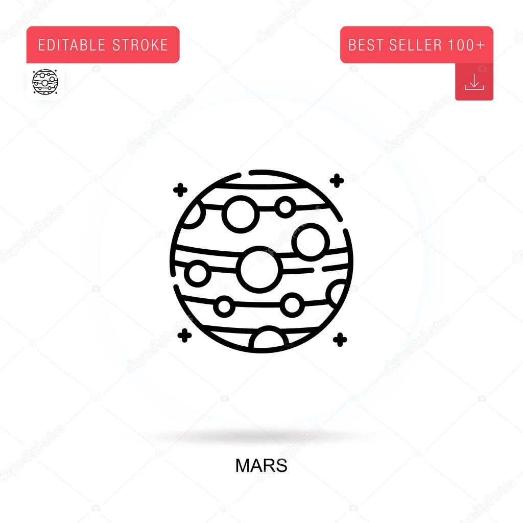 Mars flat vector icon. Vector isolated concept metaphor illustrations.