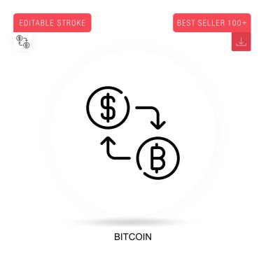Bitcoin düz vektör simgesi. Vektör izole kavram metaforları.