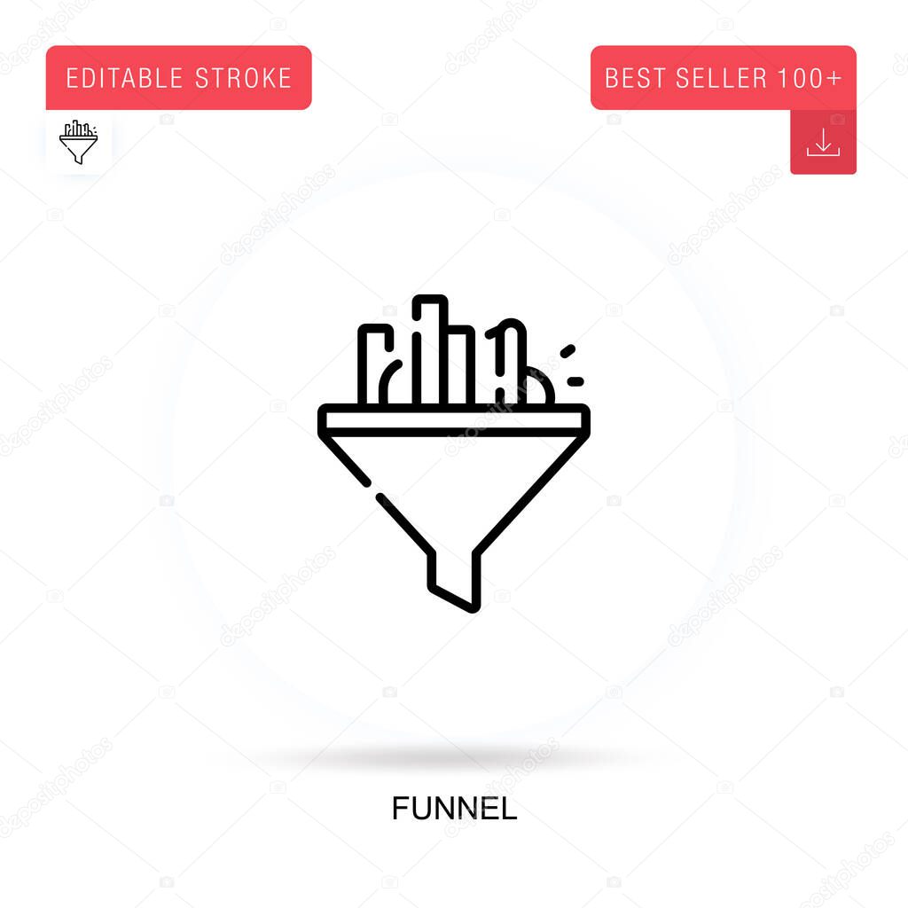 Funnel flat vector icon. Vector isolated concept metaphor illustrations.