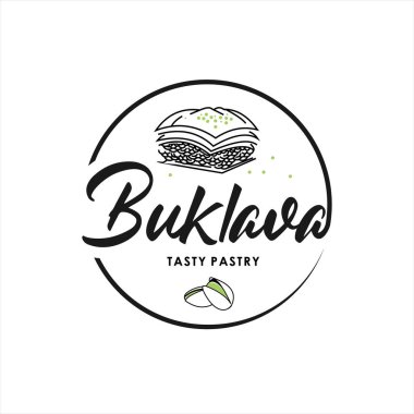 Basit baklava Logosu Pasta Pastanesi Etiket Etiketi Simgesi Tasarım Şablonu