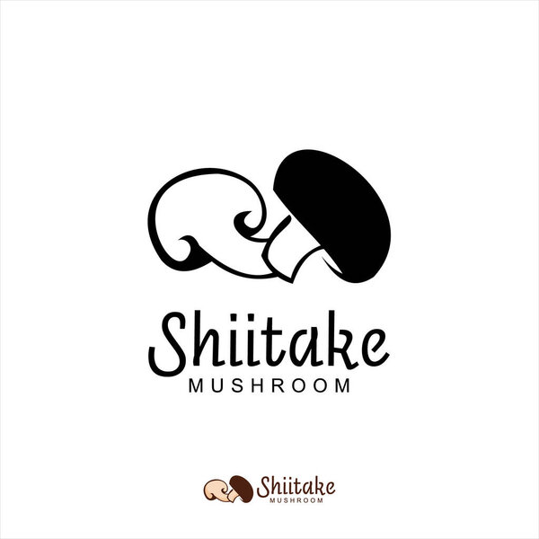 shiitake mushroom logo simple modern dark black color. agriculture vector design template