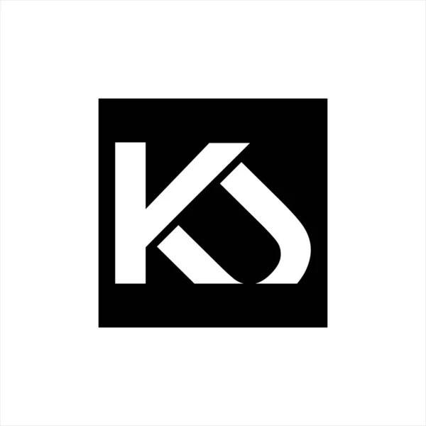 KとUの文字のモノグラムロゴ現代のパーソナルブランドビジネスや業界デザインテンプレートのアイデアのための最高のシンプルな初期の正方形のフレーム — ストックベクタ