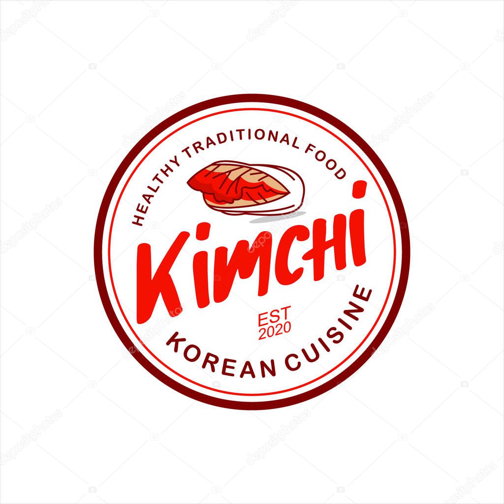 Kimchi logo round label traditional food Korean cuisine stamp sticker design idea