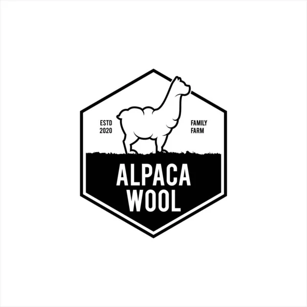Logotipo Alpaca Emblema Simples Indústria Vetor Selo Design Modelo Inspiração — Vetor de Stock