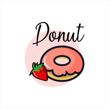 Donutlar logo pastane vektör grafik karalama sanat gıda tasarım şablonu