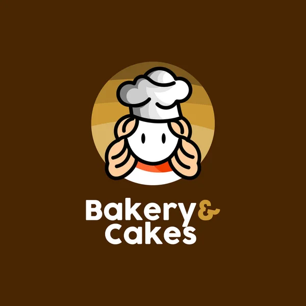 Bakery Logo Pastry Chef Badge Template Organic Bake Bread Shop — Stock Vector