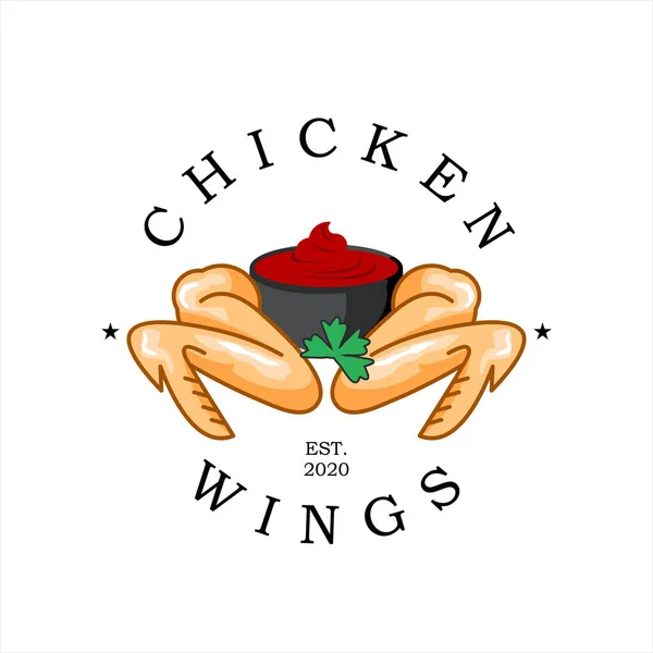Kızarmış Tavuk Logosu Tavuk Kanatları Vektör Fast Food Tasarım Ögesi — Stok Vektör