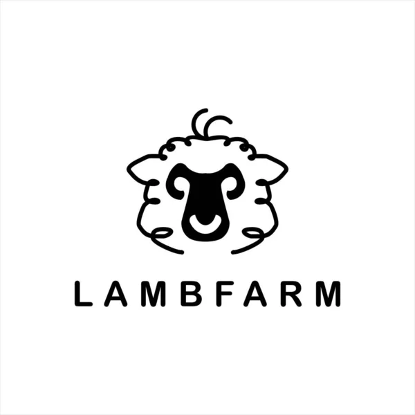 Lamsvlees Logo Eenvoudige Schapen Hoofd Vector Boerderij Runderen Wol Produceren — Stockvector