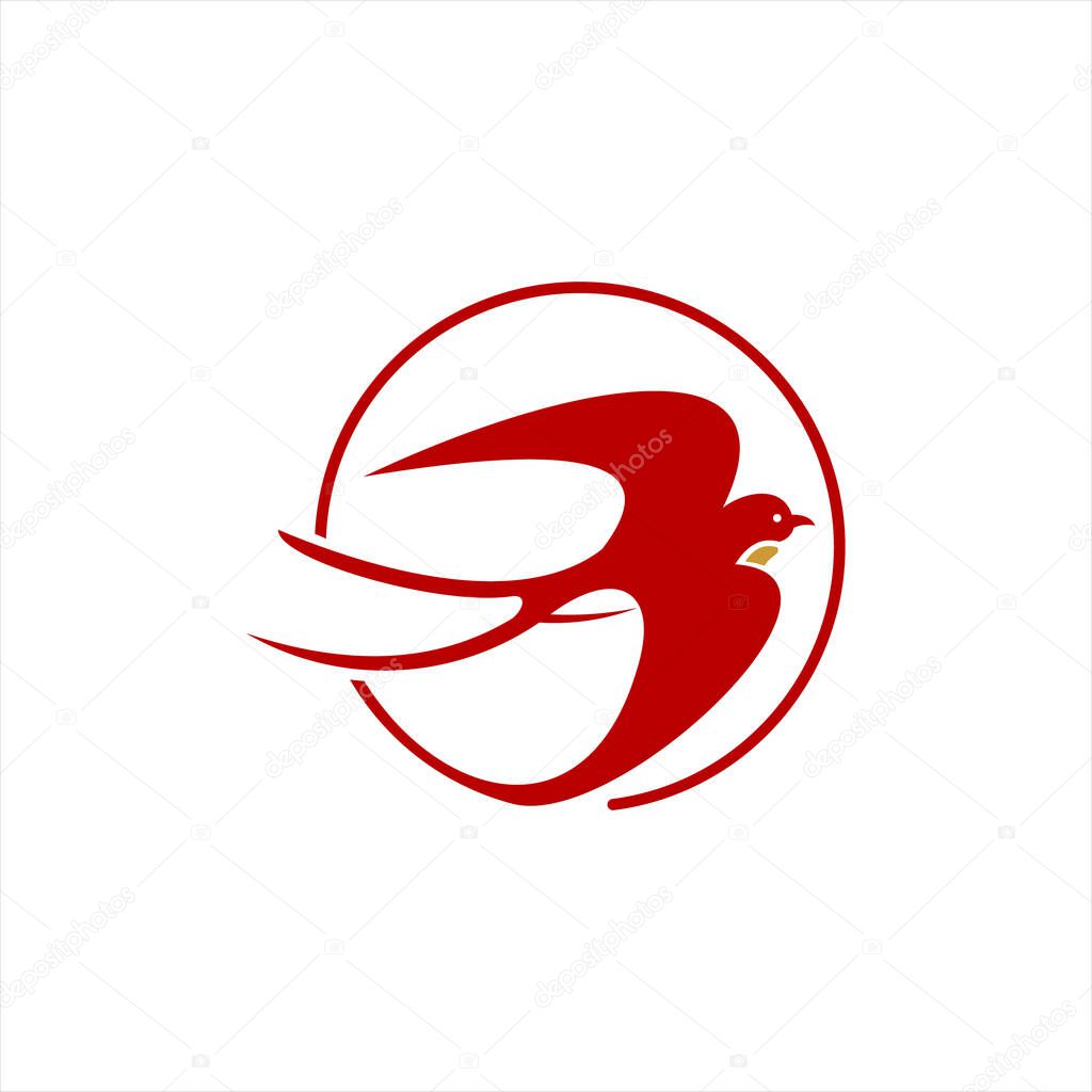 swallow logo flying red bird animal vector design element template