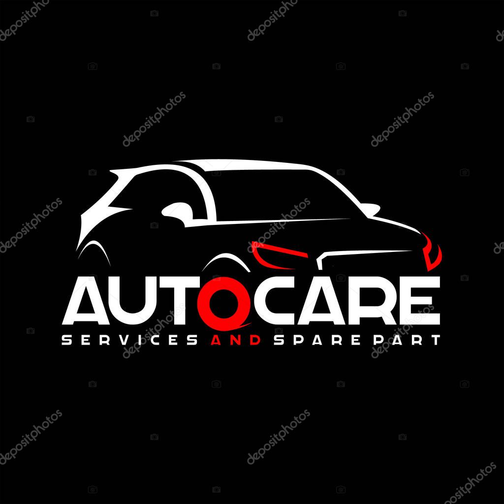 Automotive auto care logo template modern sport car vector illustration with red color sticker or print art label design inspiration