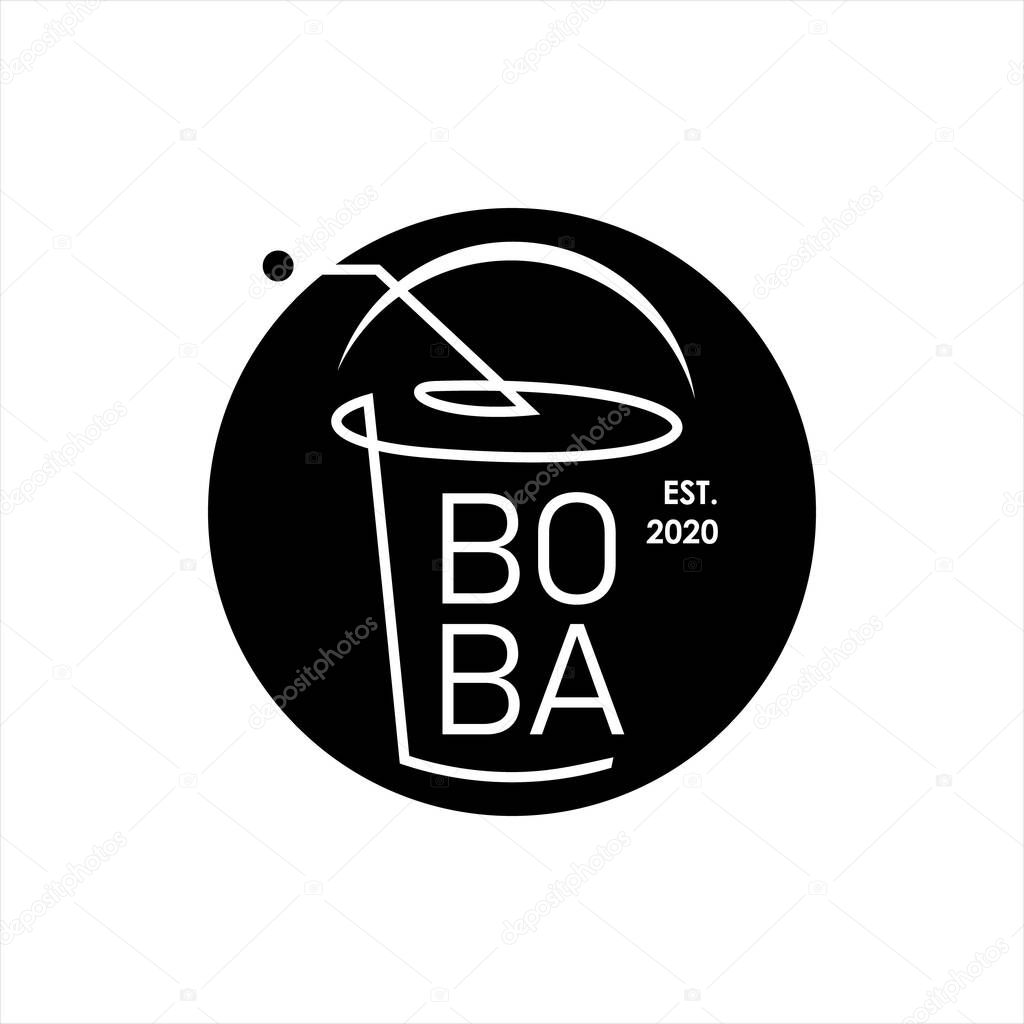 Milk tea logo pearl fresh drink vector. food and drink template. sticker or print art design ideas