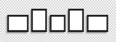Kolaj çerçevesi. Siyah çerçevenin düz uzantısı. İzole edilmiş şeffaf arkaplanda çerçeve modelleme şablonu. Siyah ve beyaz. Vektör illüstrasyonu