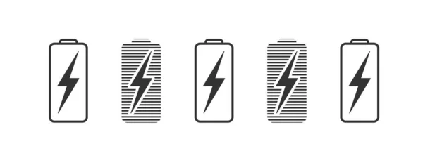 Иконки Зарядки Мобильных Телефонов Концепция Беспроводной Зарядки Заряжаю Иконки Молнией — стоковый вектор