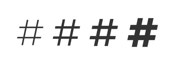 Panneaux Hashtag Style Plat Icônes Hashtag Sur Fond Blanc Illustration — Image vectorielle