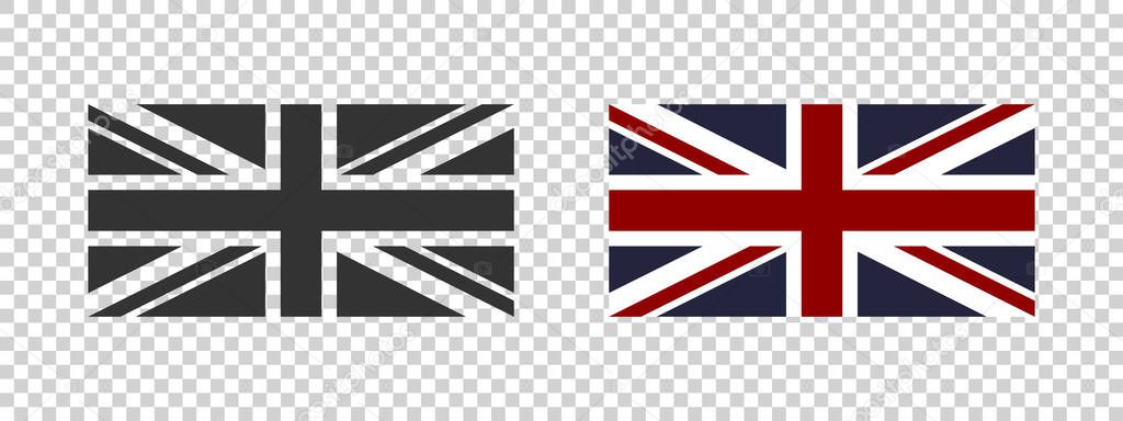 Britain flag. UK flag concept. Colored and black flag. National flag. Vector illustration