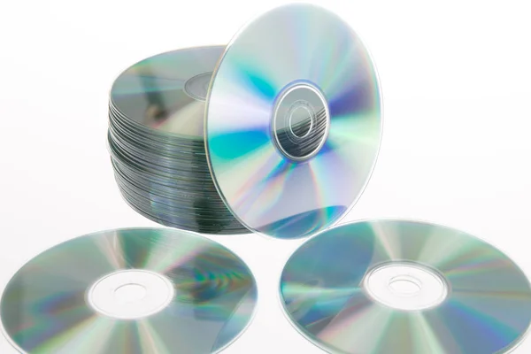 Compact Disc Stack Disc Sfondo Bianco — Foto Stock