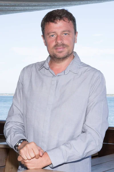 Handsome Portrait Middle Aged Man Seaside — Stock Photo, Image