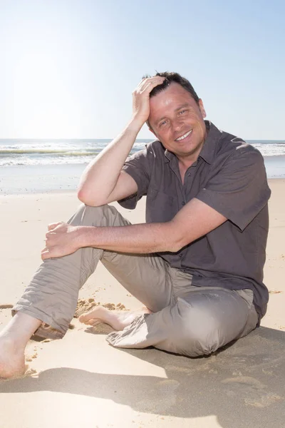 Handsome Vacation Man Sand Beach Summer — Stock Photo, Image