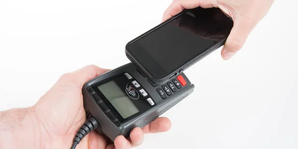 Kund Skanning Telefon Att Betala Butik — Stockfoto