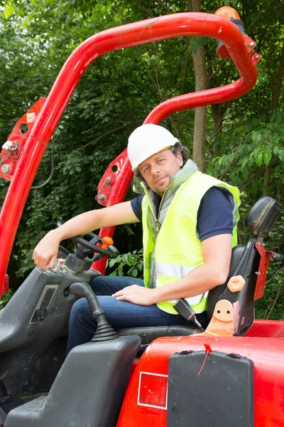 Trabalhador Autêntico Homem Construção Canteiro Obras Real — Fotografia de Stock