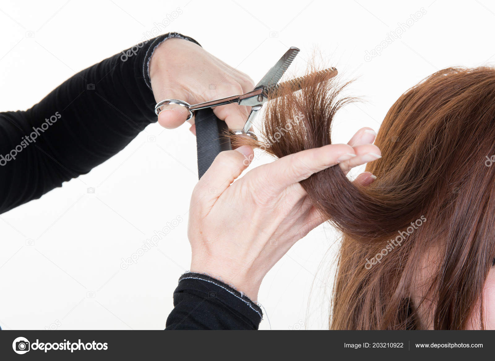 Girl Hairstylist Hairdresser Cutting Customer Woman Hair Salon