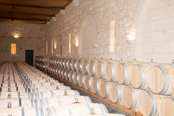 Baryłek Piwnicy Bordeaux Zamek Medoc Francja — Zdjęcie stockowe
