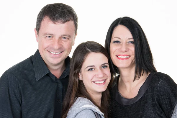Familia Feliz Tres Padres Con Hermosa Hija Adolescente — Foto de Stock