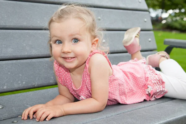 Caucasian Blonde Child Girl Joy Smile Happy — Stock Photo, Image