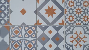 geleneksel süslü Portekizce Dekoratif karolar azulejos turuncu ve gri