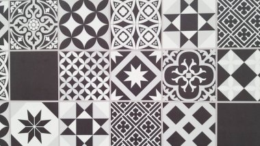 Portekizce desen Lizbon sorunsuz siyah beyaz çini tasarım Azulejos vintage geometrik seramik fayans