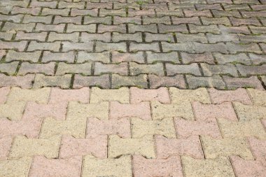 Önce ve sonra temizleme gerektiren yoğun yosun ile kirli kaldırım