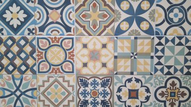 Çiçek mozaik Portekizce desen azulejo zarif tasarım için dekor Kumaş Giyim yazdırır